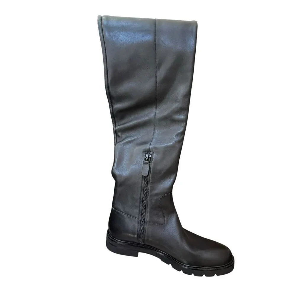 Stuart Wetzman Chicago over the knee thigh black leather boots size 7.5 NWOB